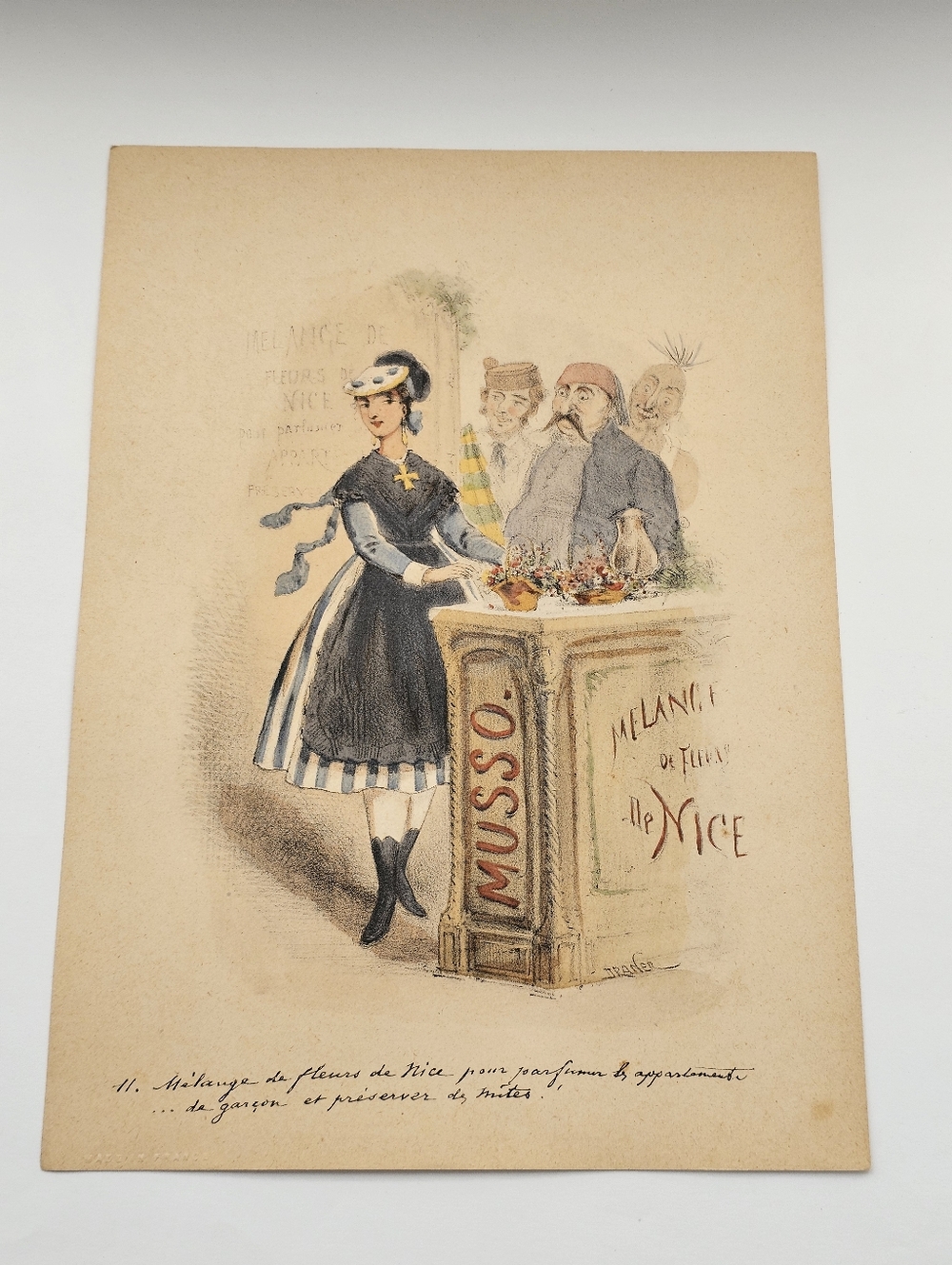 Antique 1867 Paris Expo Lithograph Draner Musso Flowers Nice Blind Stamp France